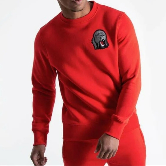 BOXRAW |Men's Bold Red Crewneck Sweatshirt - Picture 1 of 14